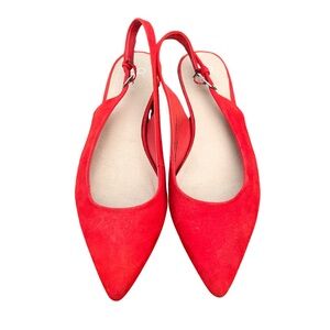 Red Sling Back Pointy-Toe Flats, size 8